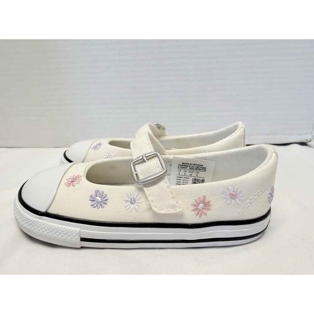 CONVERSE Chuck Taylor All Star Dainty Mary Jane Toddler Size 8 Cream Floral - Picture 4 of 10